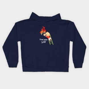 funny design with ketchup stain and kid, for dark background Kids Hoodie